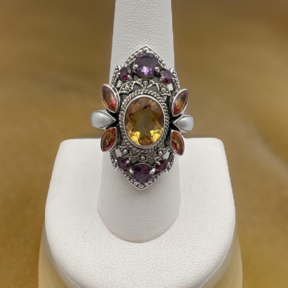 🌟NICKY BUTLER 925 Sterling Silver Citrine Multi Gem ONE OF A KIND Ring Size 8.5 - Picture 4 of 12